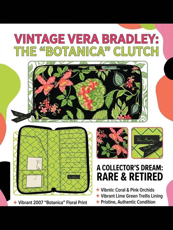Vera Bradley Handbags - Vera Bradley Retired Print Botanica Quilted Clutch